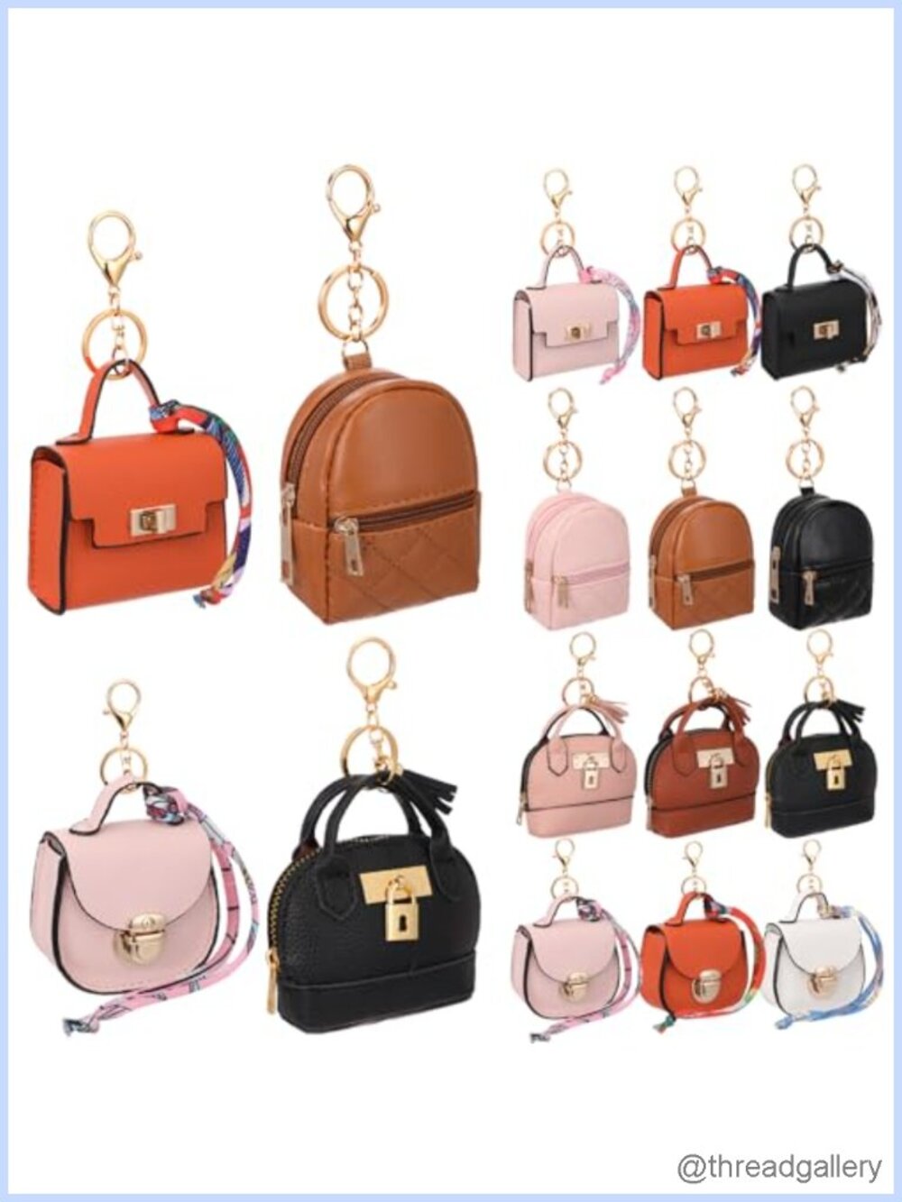 Mini Purse Keychain Set Coin Purse Pouch PU Leather Bag Charm Clasp